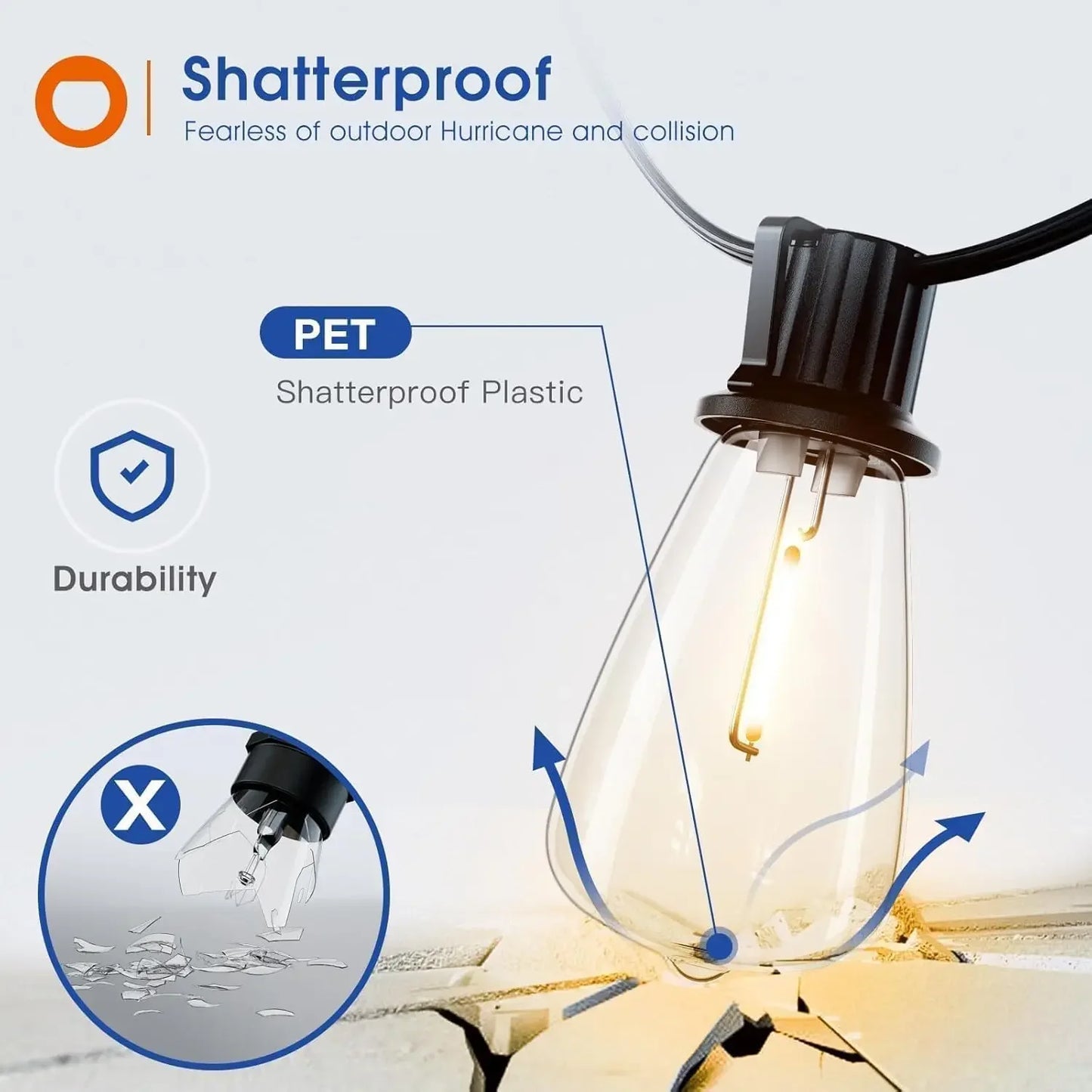 150FT LED Outdoor Patio String Lights Waterproof Dimmable