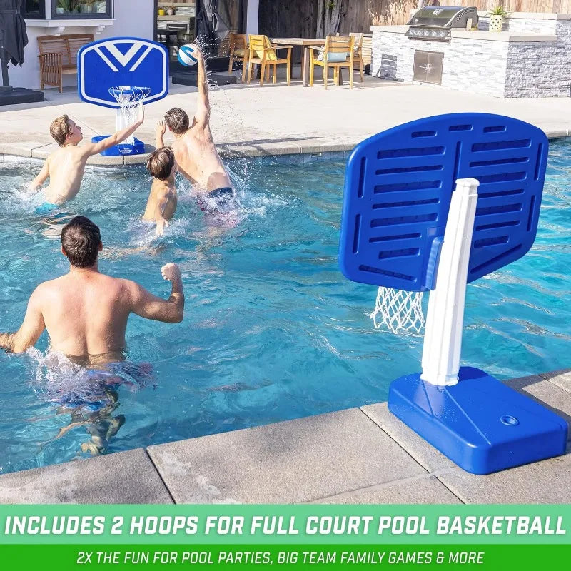GoSports Splash Hoop 2 in 1 Full Court Pool Basketball and Volleyball Game Set