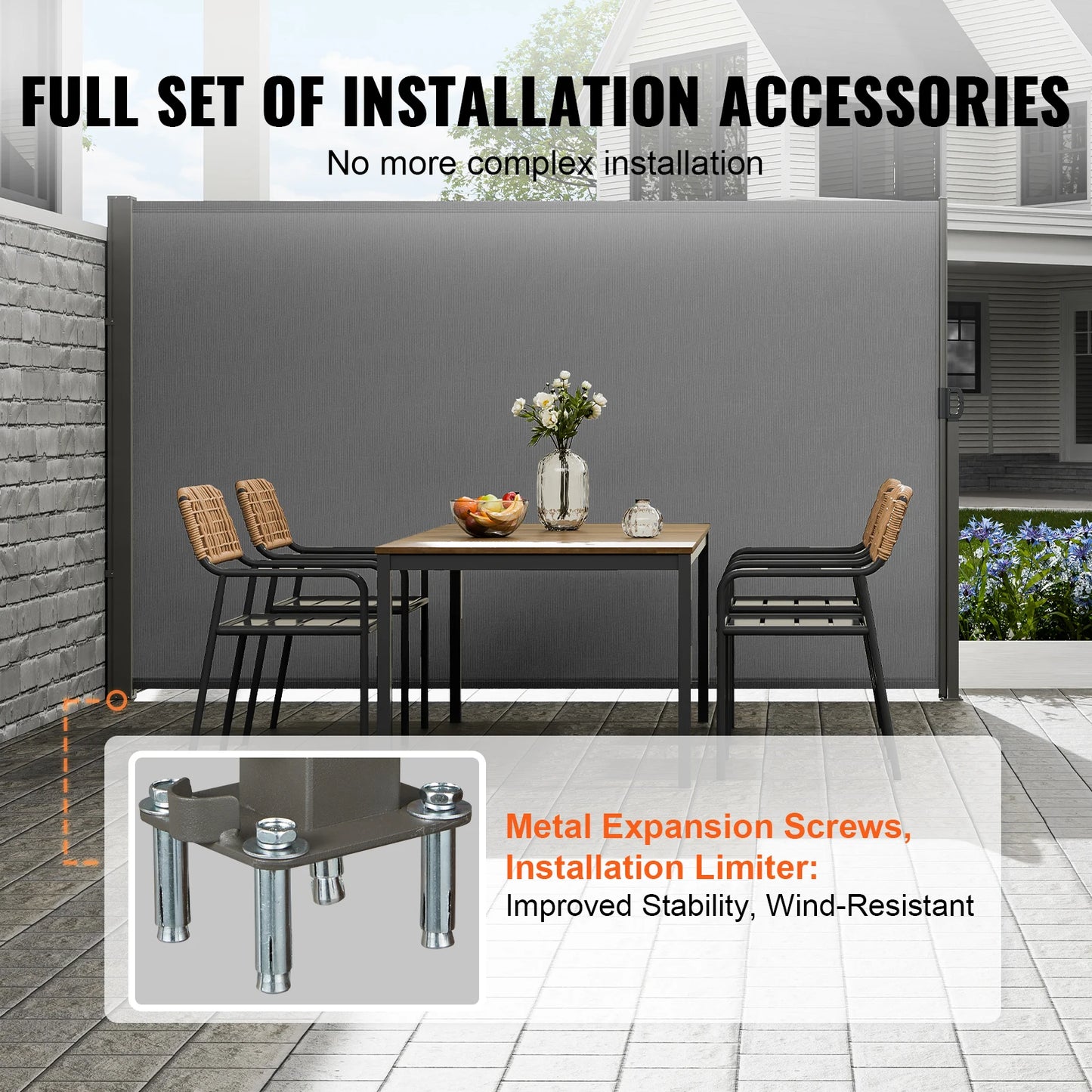 Retractable Side Awning Outdoor Privacy Polyester Waterproof