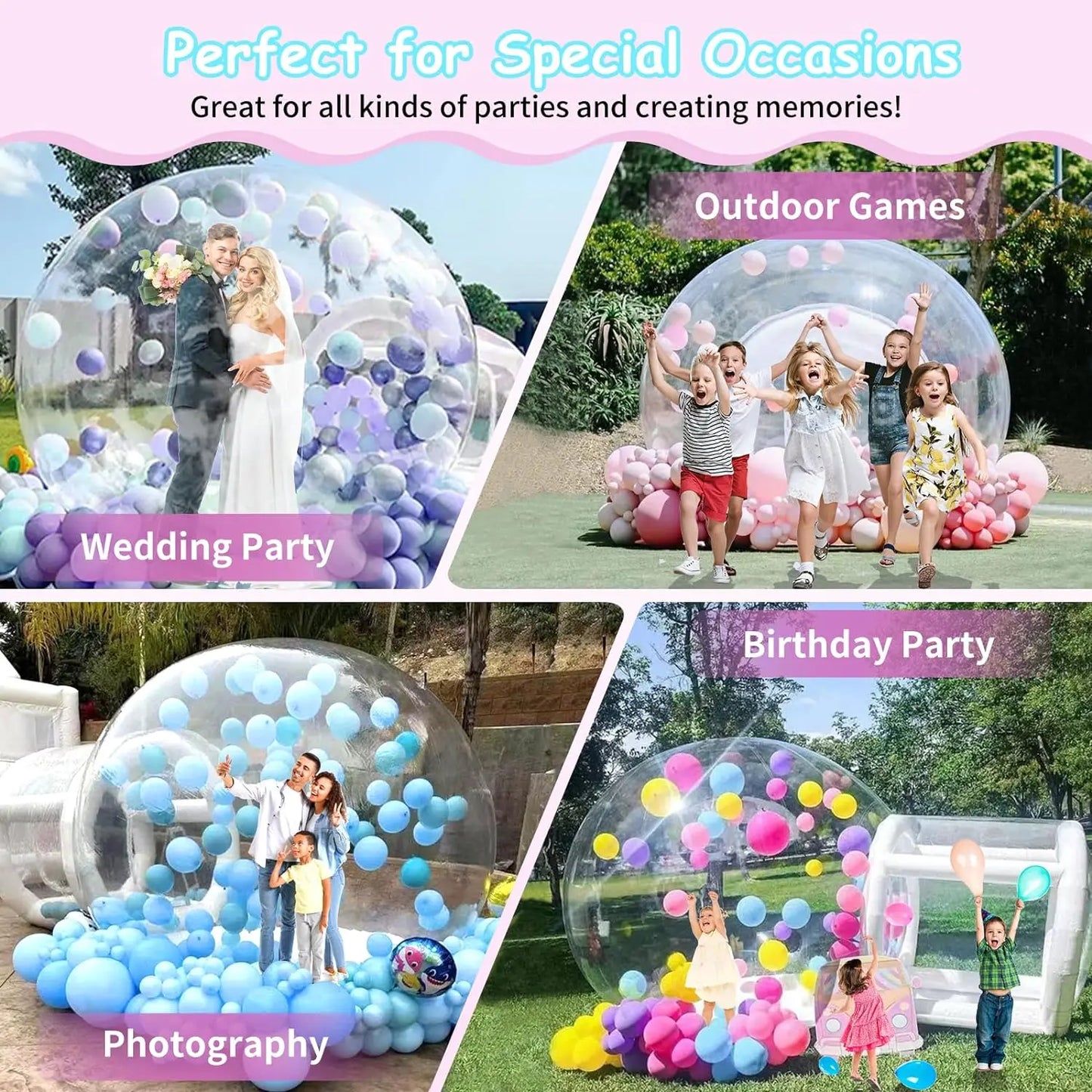 Customization White Bounce House Transparent Inflatable Camping Tent Bubble Dome House for Balloon Event