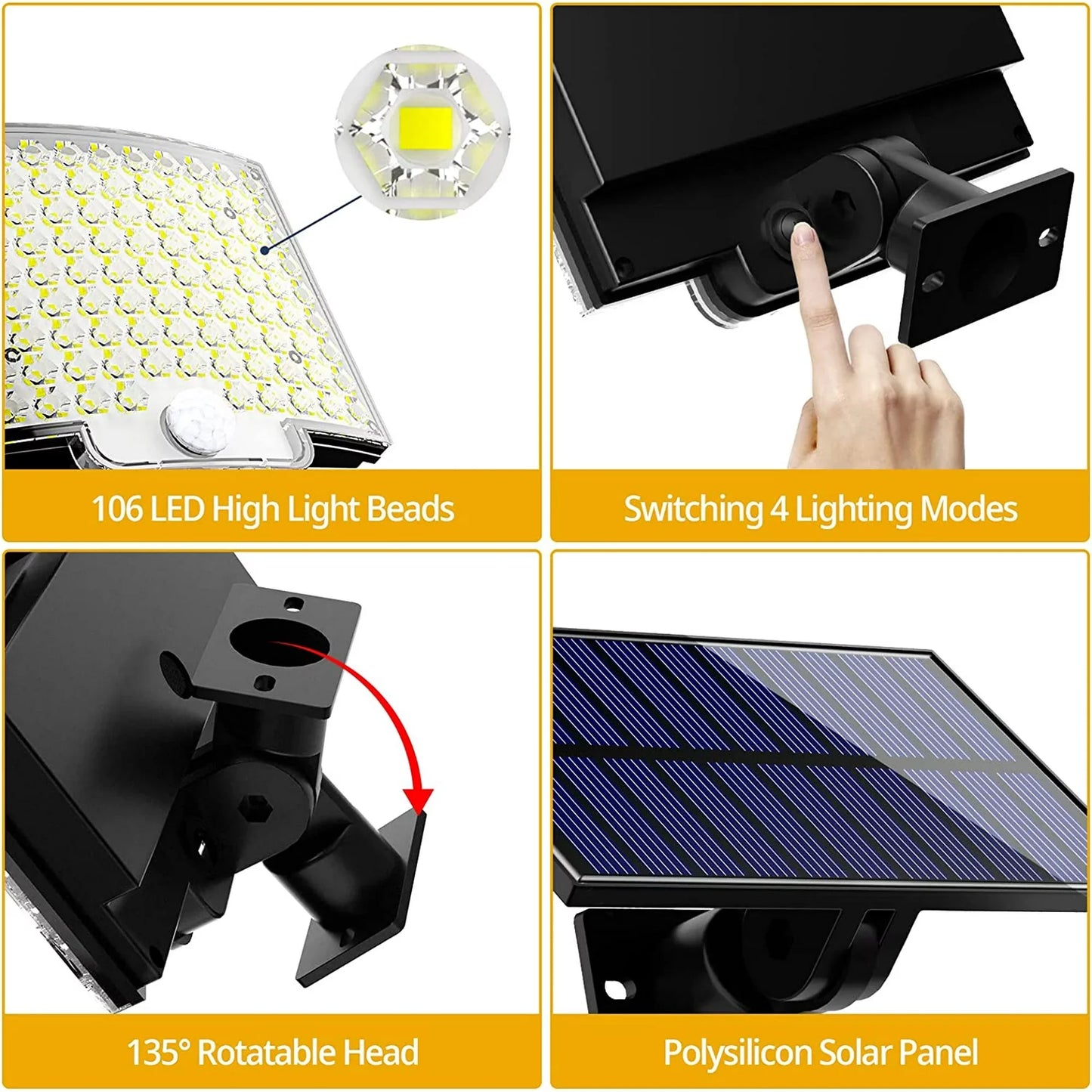 Solar LED Motion Sensor Waterproof Flood Light Remote