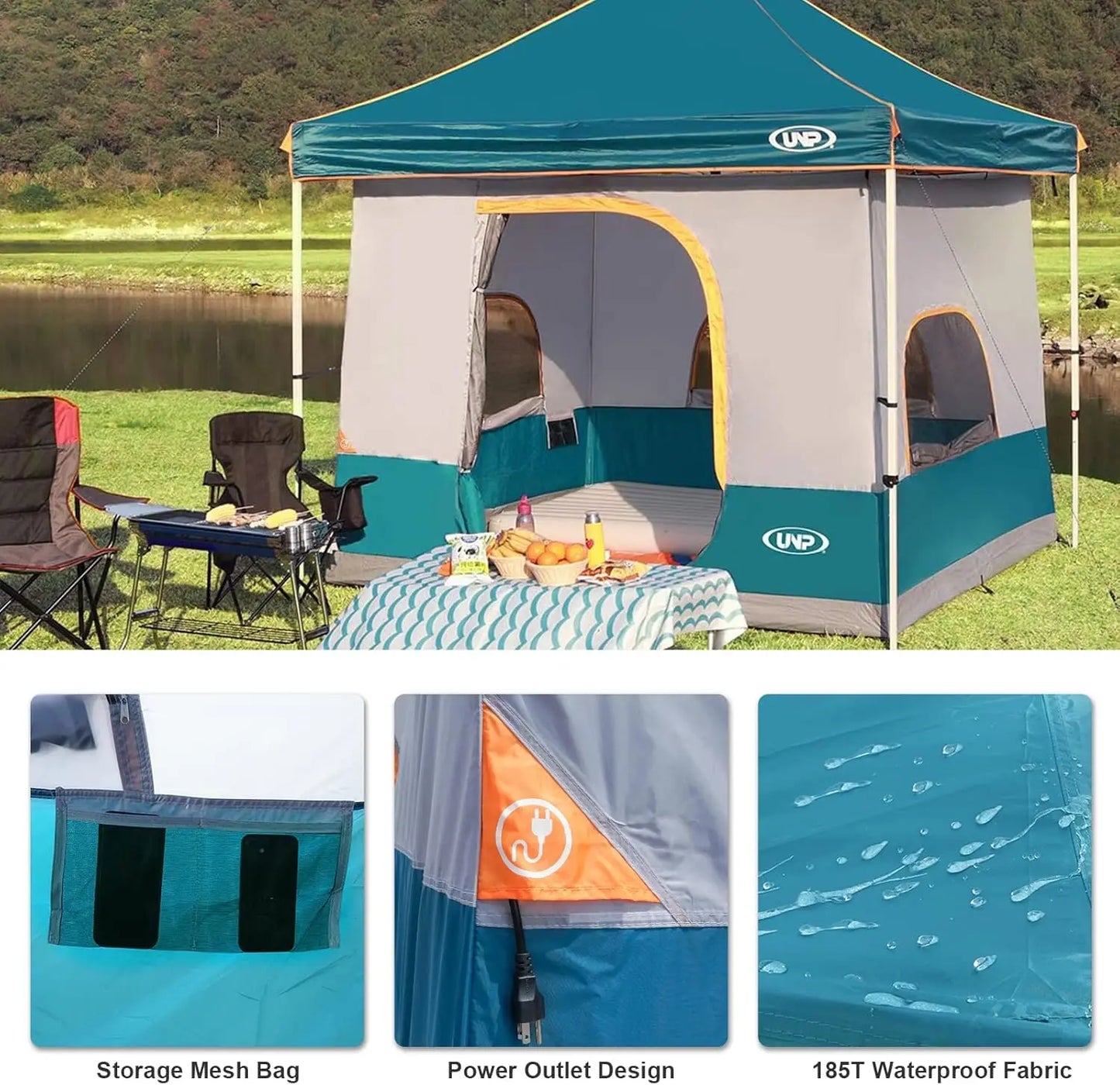 UNP Camping Canopy Tent Inner Tent for 10 x 10 Pop Up Canopy Simple Installation Fully Vented Roof Enclosed Canopy Space