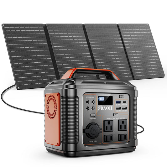 300W Portable Power Station 296Wh Solar Generator Black