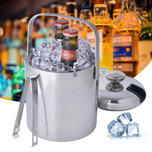 1.3L Double Layer Stainless Steel Ice Bucket Champagne Cooler