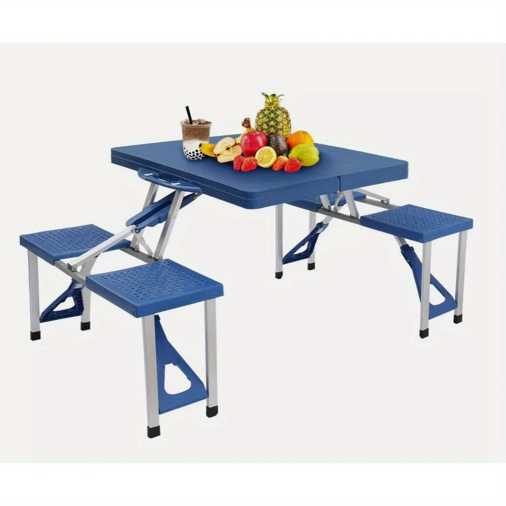 Portable Folding Picnic Table and Chair Set 4 Seats Camping Outdoor Party Furniture