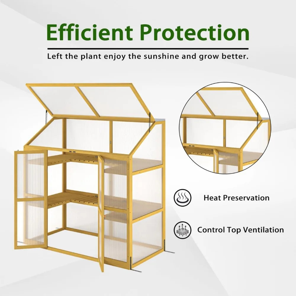 Mini Outdoor Polycarbonate Greenhouse With Openable Roof