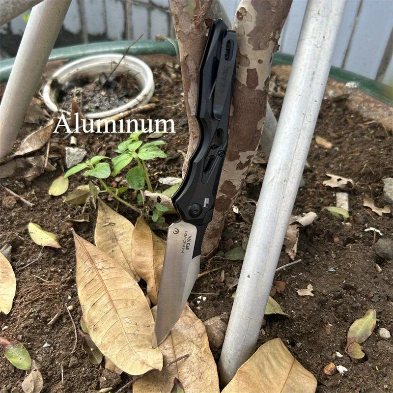 EDC Pocket Folding Knife Aluminum Handle Camping Hunting
