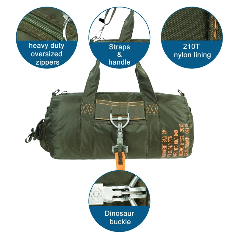 LQARMY Tactical Parachute Sport Duffle Bag 1000D Nylon Waterproof Outdoor Travel Belt Bag Camping Crossbody Bag