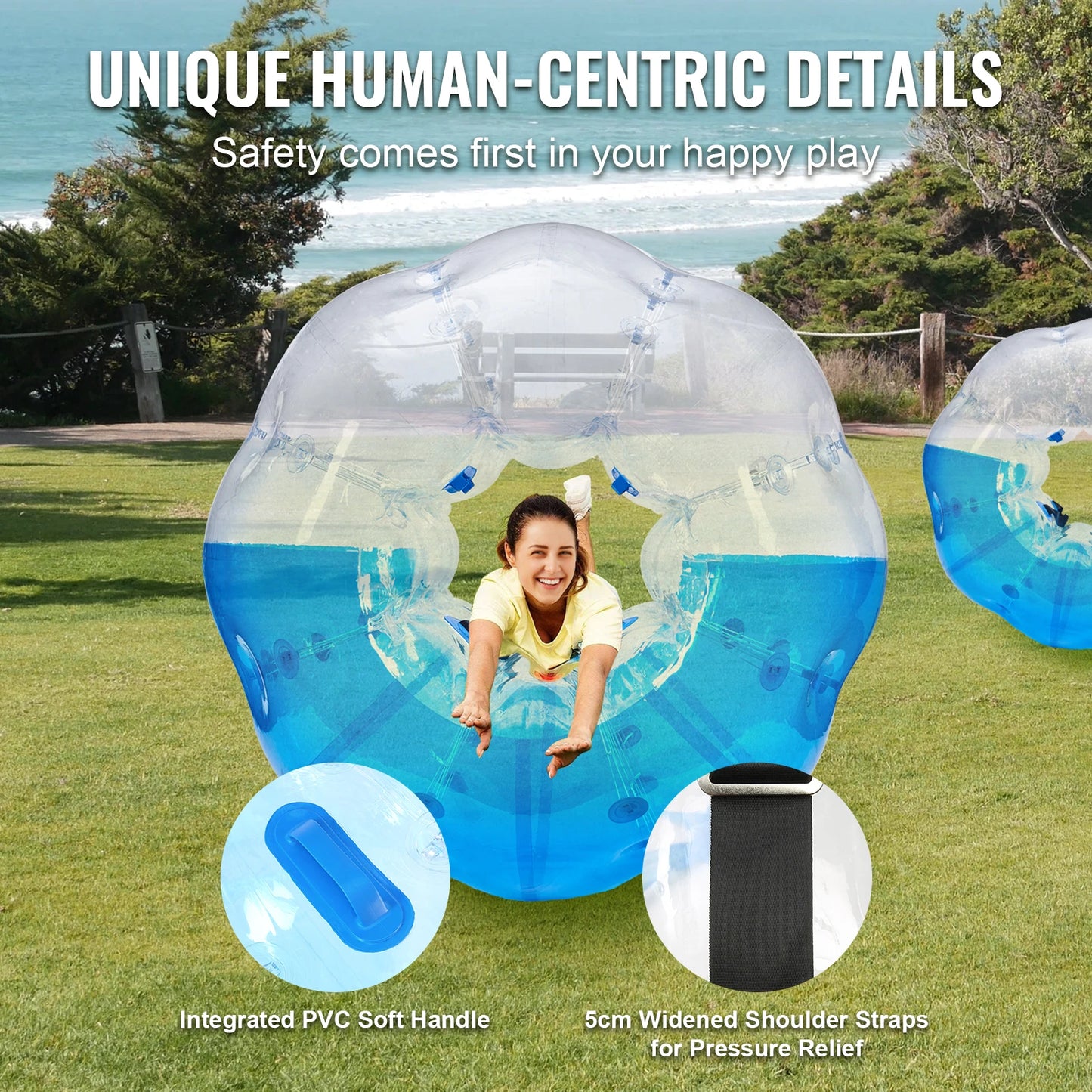 Vevor 5FT Inflatable Bumper Ball Body Sumo Zorb Balls for Teen and Adult 0.8mm PVC Bumper Bopper Toy for Garden Yard and Park