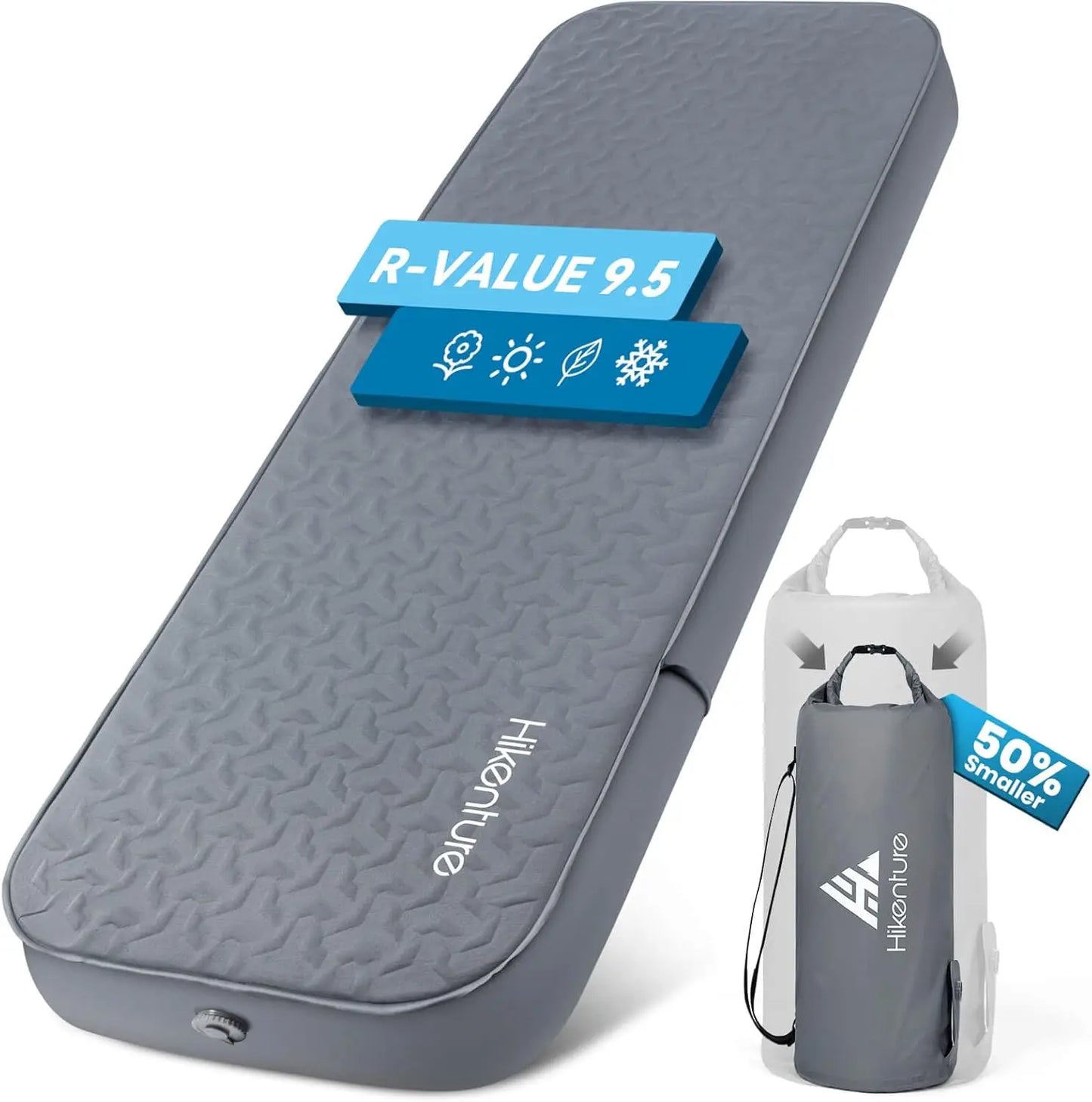 4 Inch Self Inflating Sleeping Pad 9.5 R Value Insulated