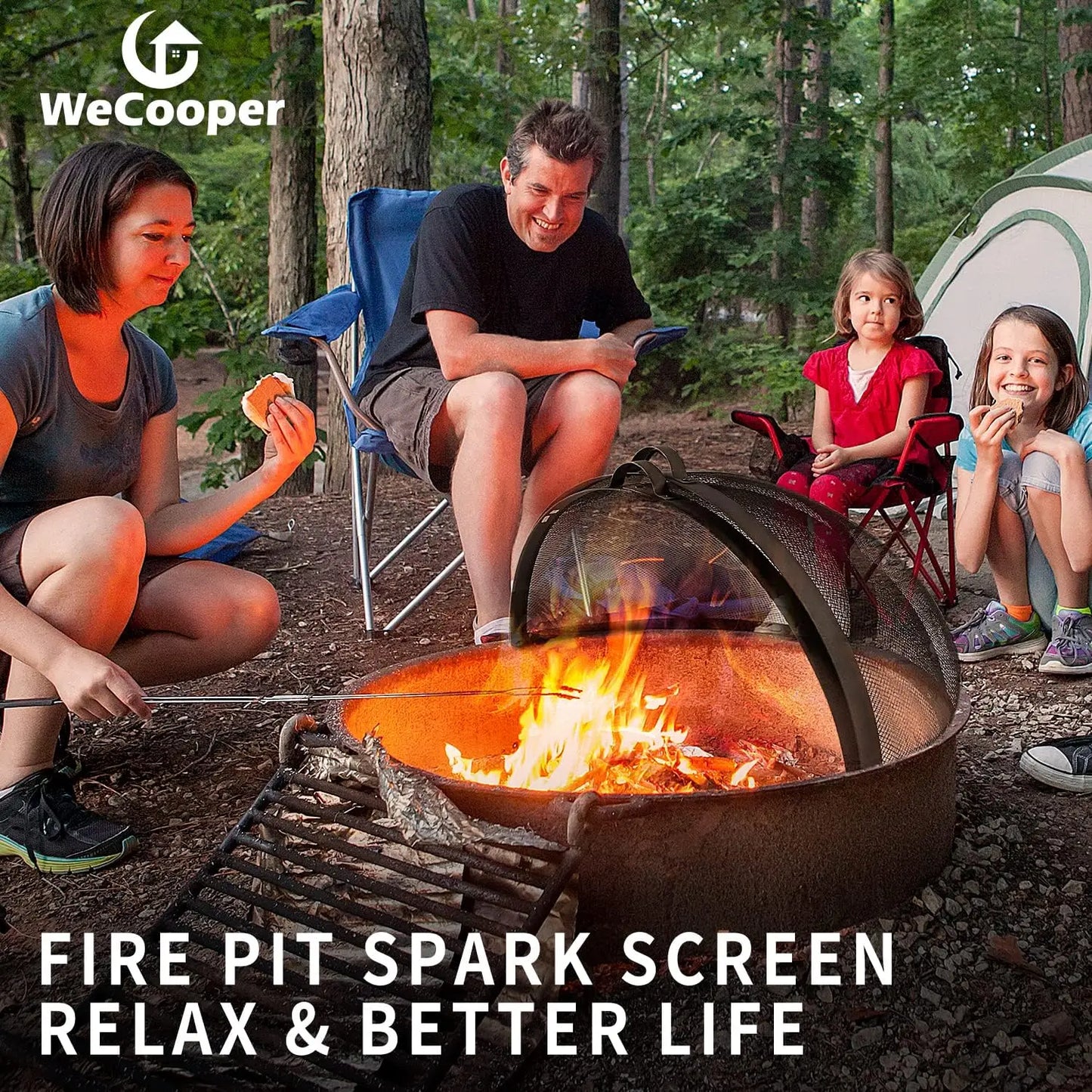 Outdoor Fire Pit Spark Screen Cover Accessory 36 Inch Patio Round Easy Opening Fire Mesh Screen Guard Heavy Duty Steel Firepit Ember Lid with Hinge Black