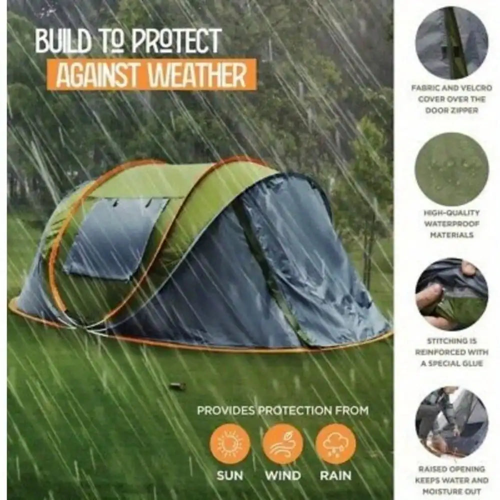 4 Person Pop Up Camping Tent Waterproof UPF 50 Shade
