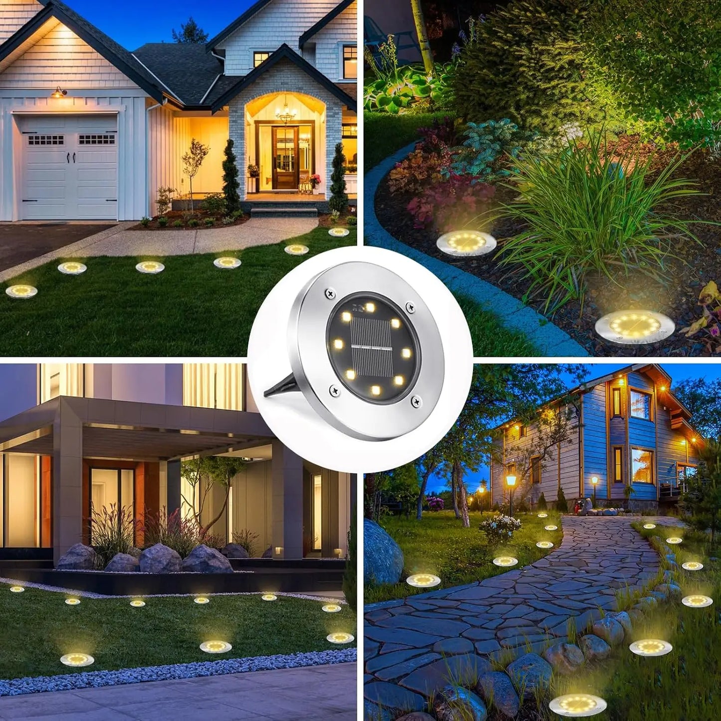 Solar Landscape Lights 8 LED Cool Warm Outdoor Garden