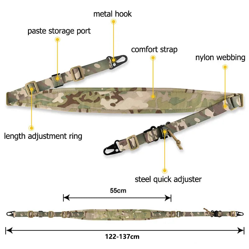 Dual Point Tactical Rifle Sling Quick Adjustable Padded