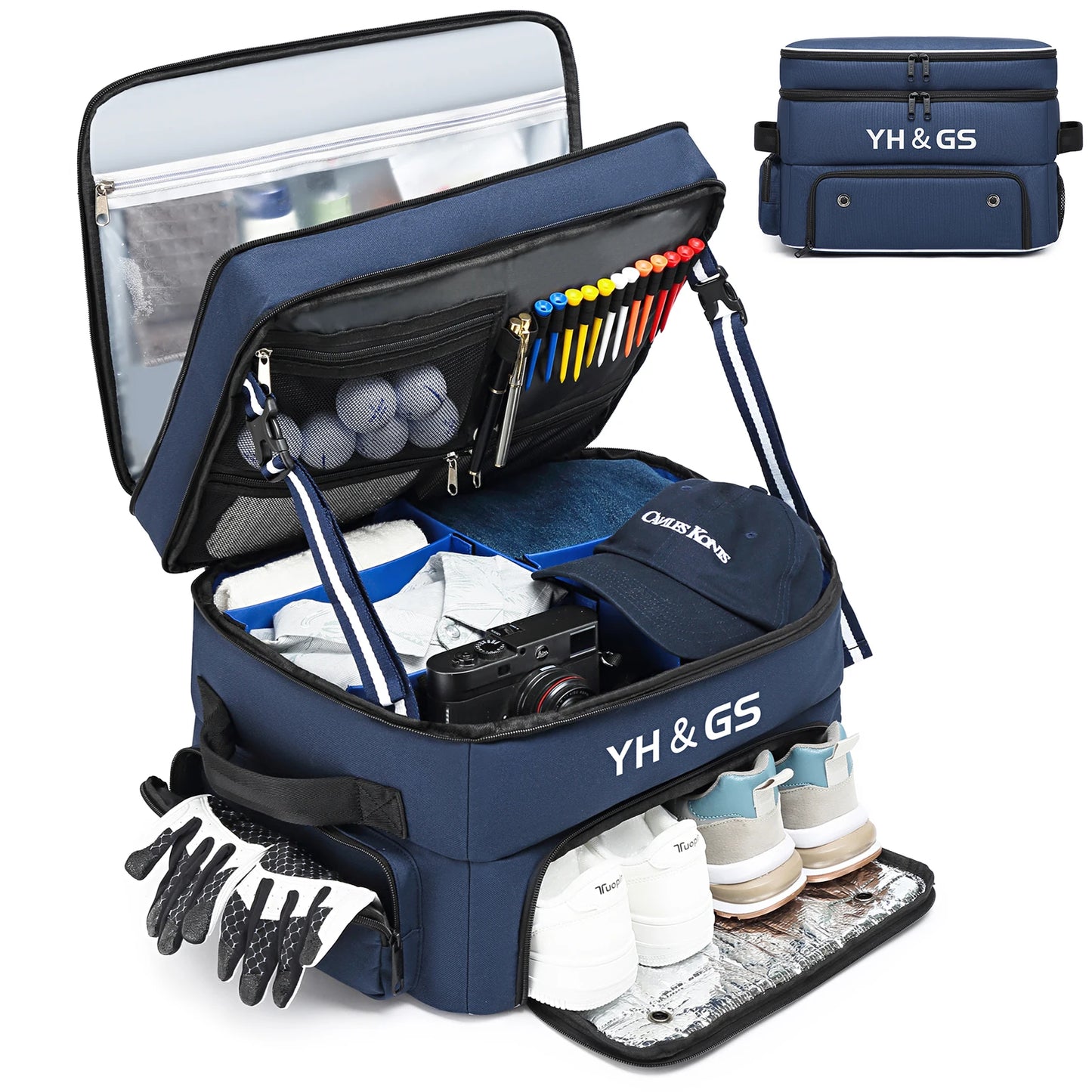 Golf Trunk Organizer Collapsible Golf Shoe Bags with Separate Ventilated Compartment Car Golf Locker for Balls Tees Clothes