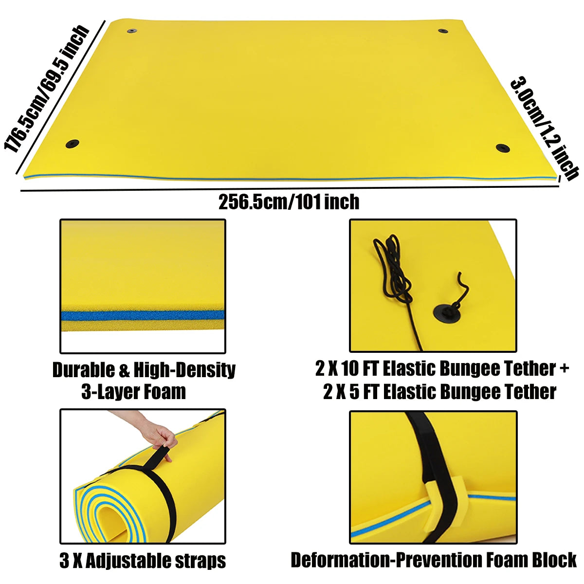 9X6 Ft Floating Water Mat Extra Thick XPE Foam Pad Large
