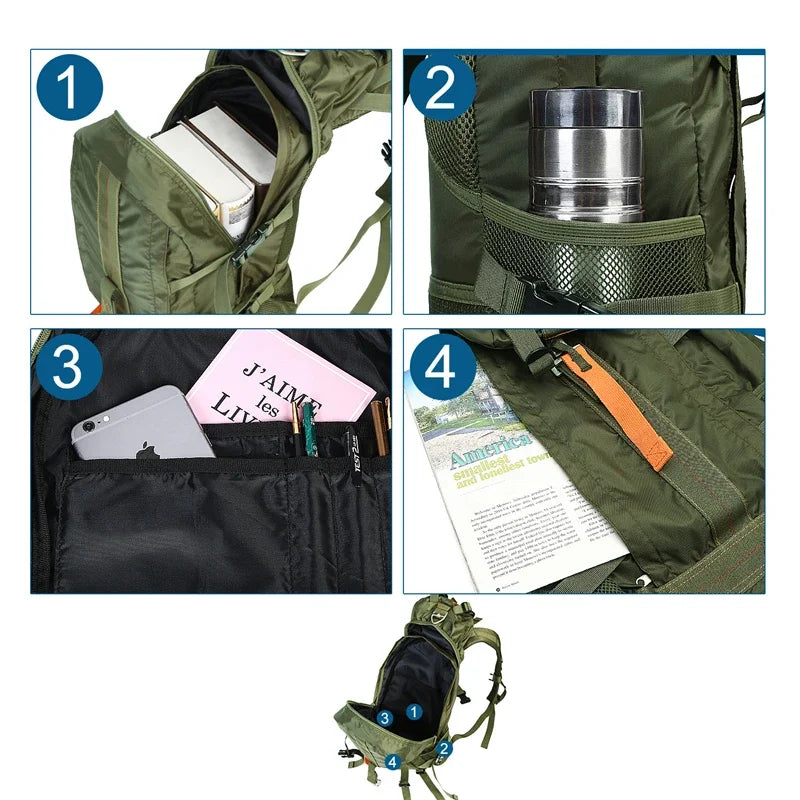 Travel Hiking Backpack Lightweight Waterproof Daypack for Men Unisex Camping Trekking Outdoor Sports