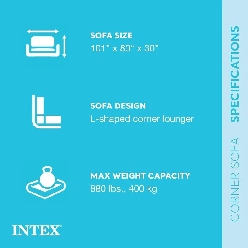 Intex Inflatable L Shaped Corner Sofa Velvet Air Couch
