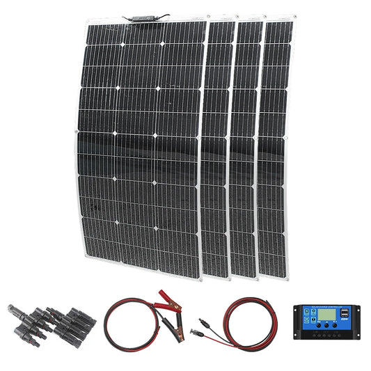 400 Watt Flexible Waterproof Monocrystalline Solar Panel Kit for Camping Home Car Off Grid 12 Volt System