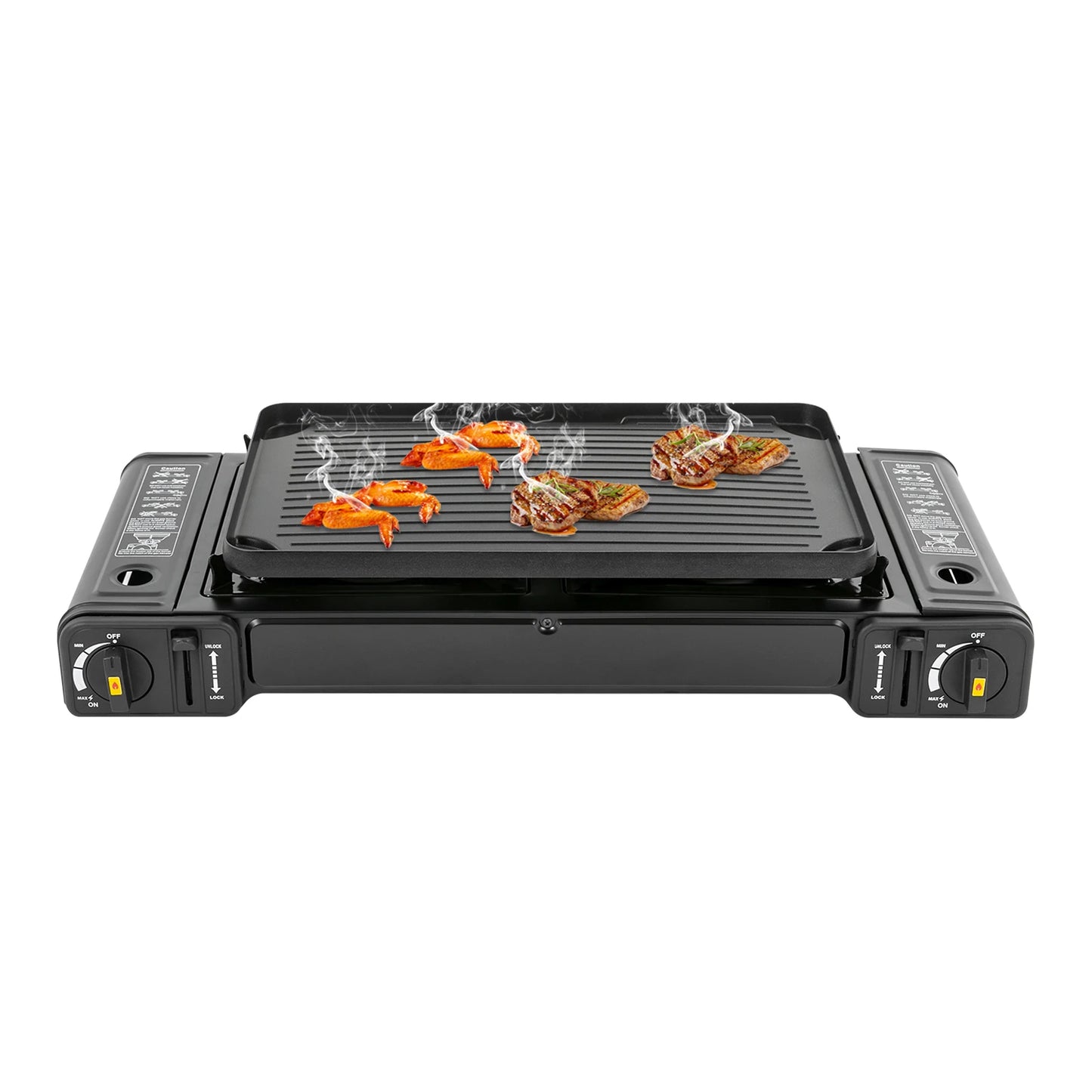 Double Head Barbecue Gas Stove With Baking Tray Portable