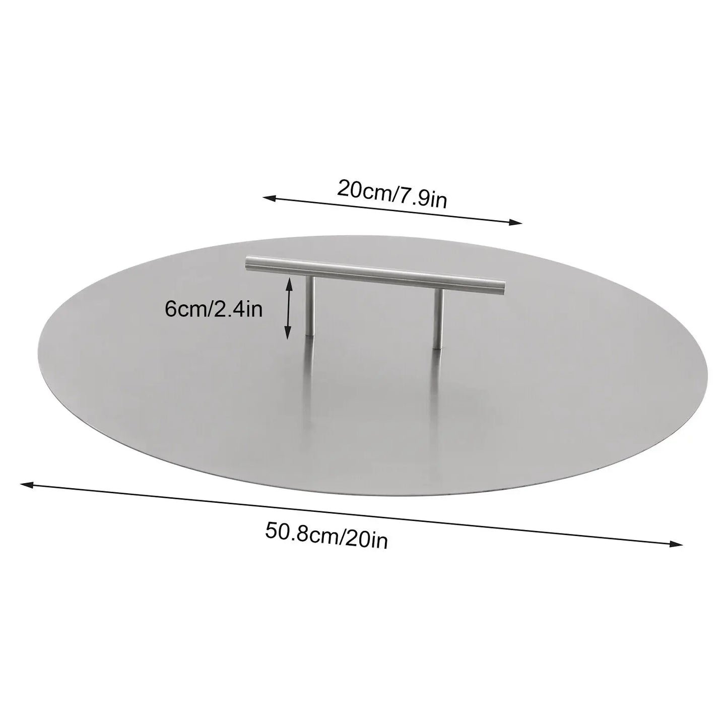 20 Inch Fire Pit Lid Cover Stainless Steel Durable Weather Resistant for Drop In Burner Pan