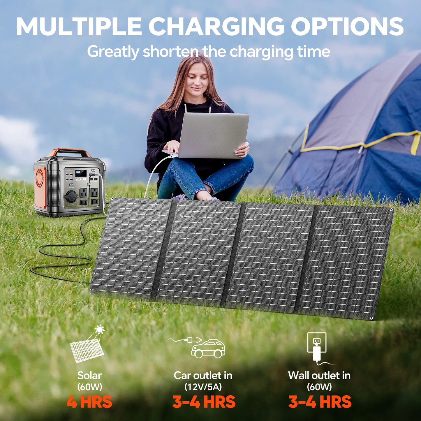 300W Portable Power Station 296Wh Solar Generator Black