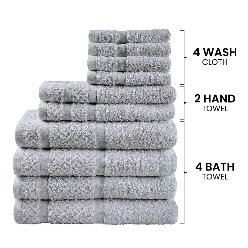 10 Piece Towel Set With Upgraded Softness And Durable Grey