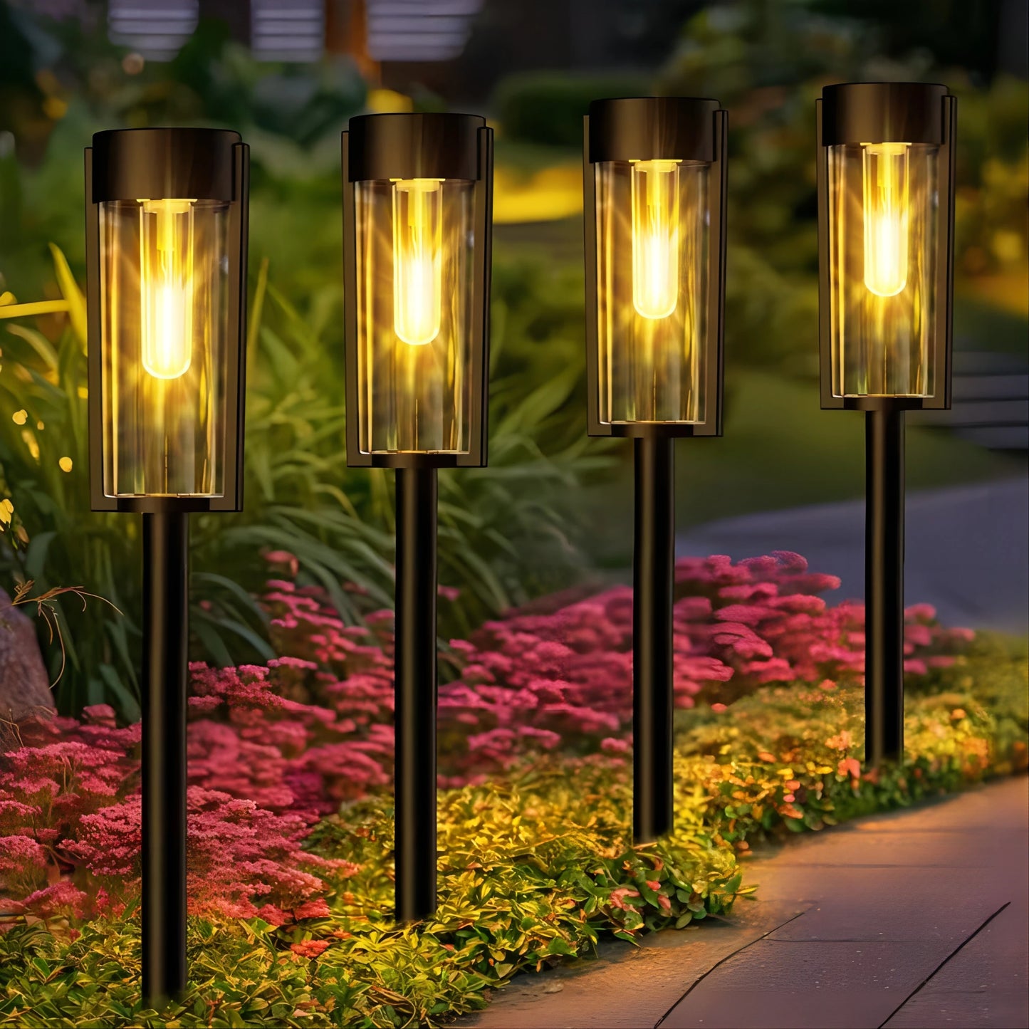 6 Or 12 Pack Solar Pathway Lights Outdoor Garden Auto On