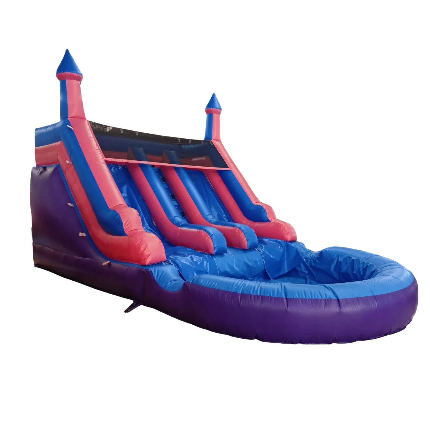 Inflatable Summer Outdoor Slide Air Bounce Water Amusement Play Equipment Double Slide Bubble Ball Pit