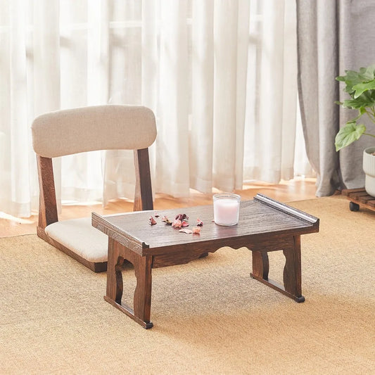 Japanese Floor Table Small Coffee Tea Table Wood Bed Table Tray with Foldable Legs Bed Laptop Desk