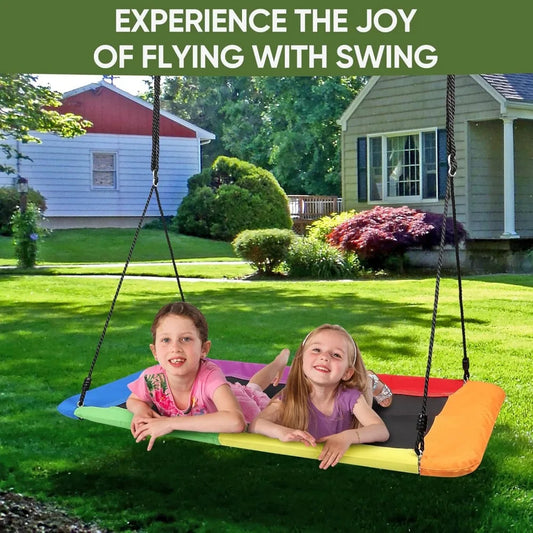 800lb Giant 60 Inch Platform Tree Swing for Kids and Adults Wear Resistant with 2 Hanging Straps Available in 6 Colors