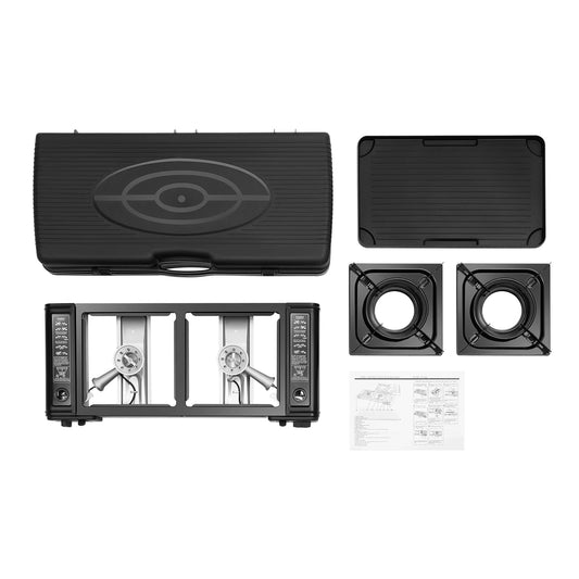 2 In 1 2 Burner Portable Camping Stove With Baking Pan