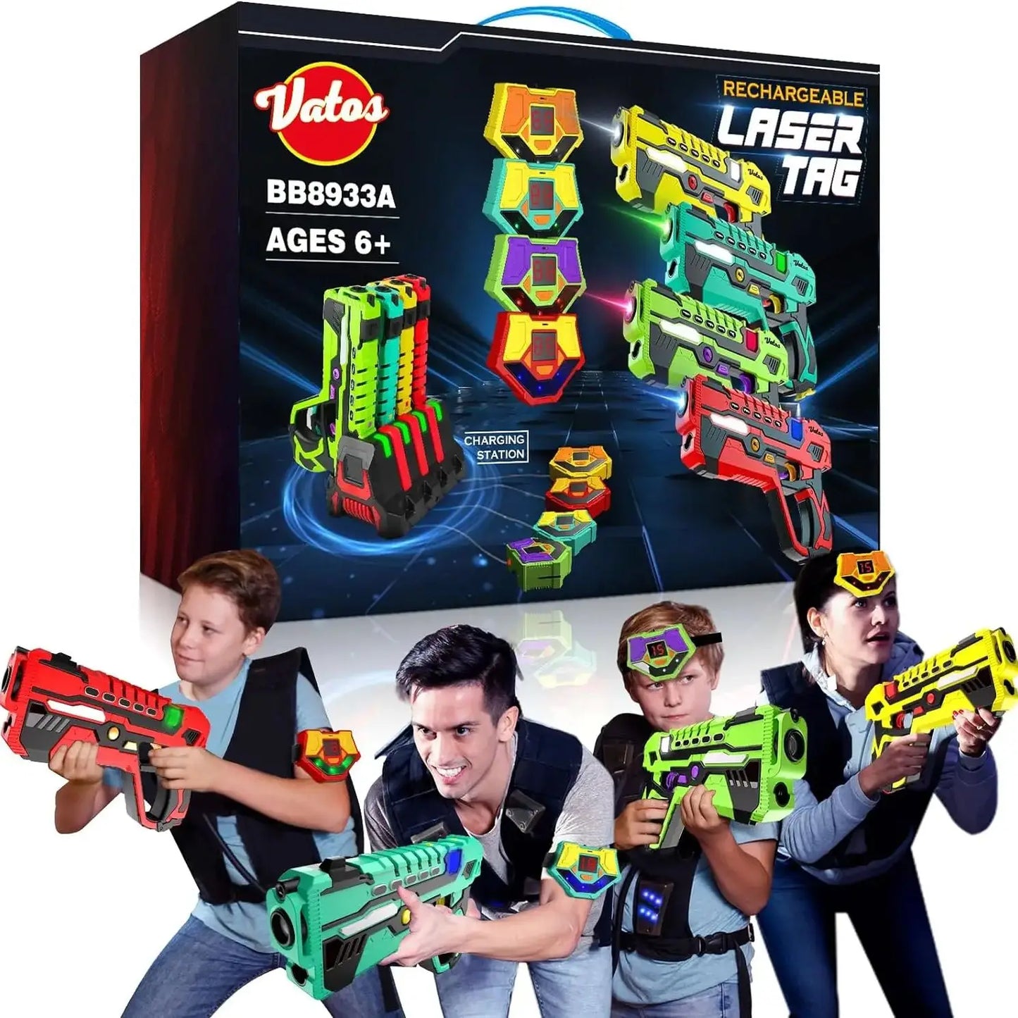 Vatos Laser Tag Battle Game Gun Set Electric Infrared Toy Guns for Kids Indoor and Outdoor Play Ages 6 to 14