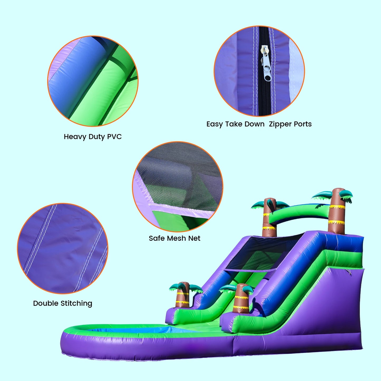 Giant Commercial PVC Inflatable Bounce House Tropical Water Slide for Kids Party and Outdoor Playground