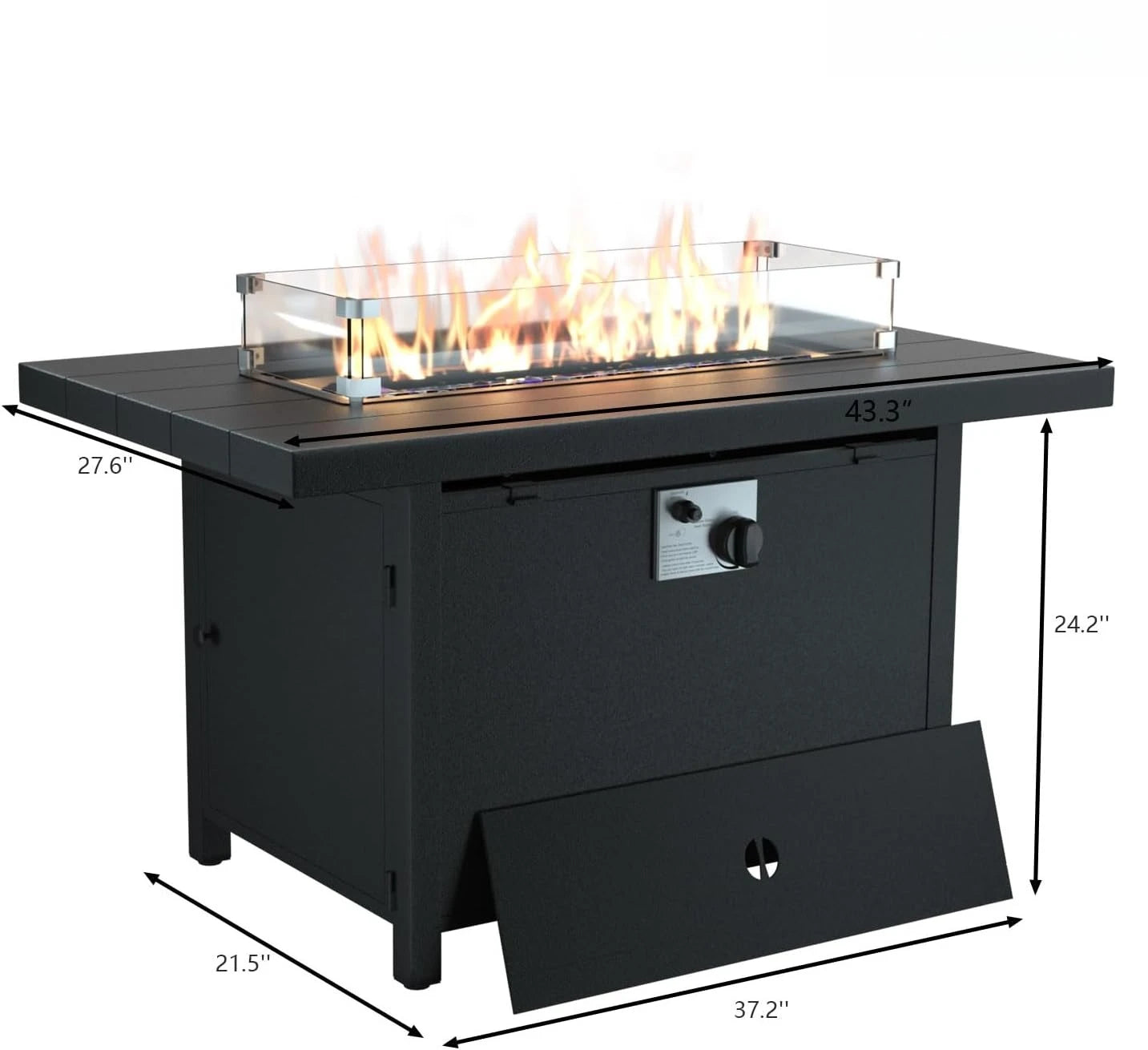 Propane Fire Pit 43 Inch Outdoor Fire Pit Table 55000 BTU Aluminum Fire Table with Lid and Waterproof Cover