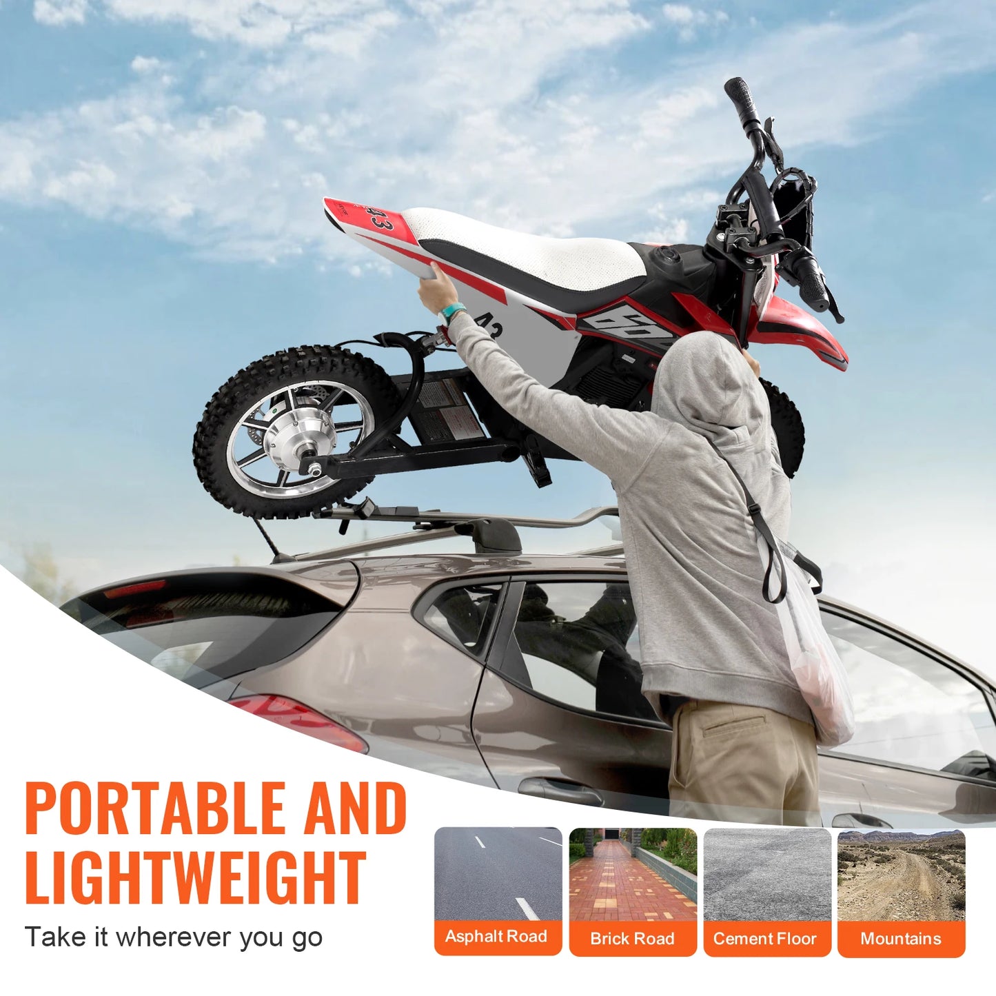 SucceBuy 36V Kids Ride On Motorcycle with Speed Up to 15.5mph Treaded Tire Battery Gauge Electric Motorcycle Toys for Children