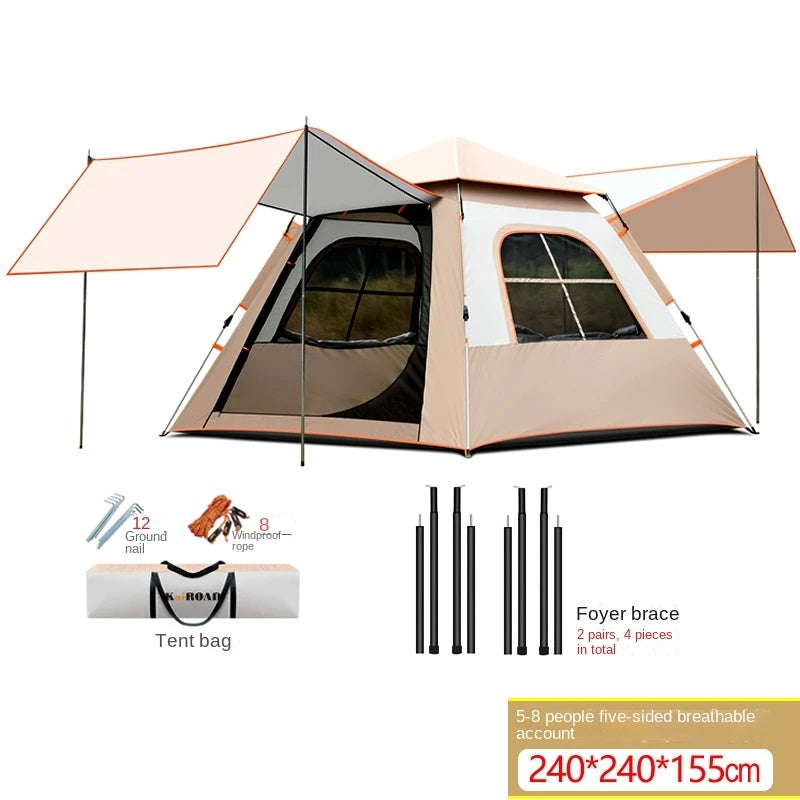 Portable Automatic Camping Tent With Canopy Two Doors