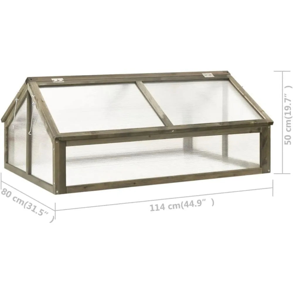 Wooden Greenhouse With Two Hinged Roofs Gray Solid Firwood