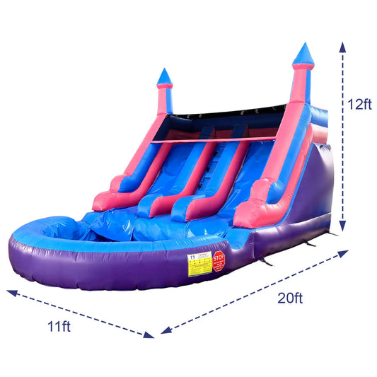 Inflatable Summer Outdoor Slide Air Bounce Water Amusement Play Equipment Double Slide Bubble Ball Pit