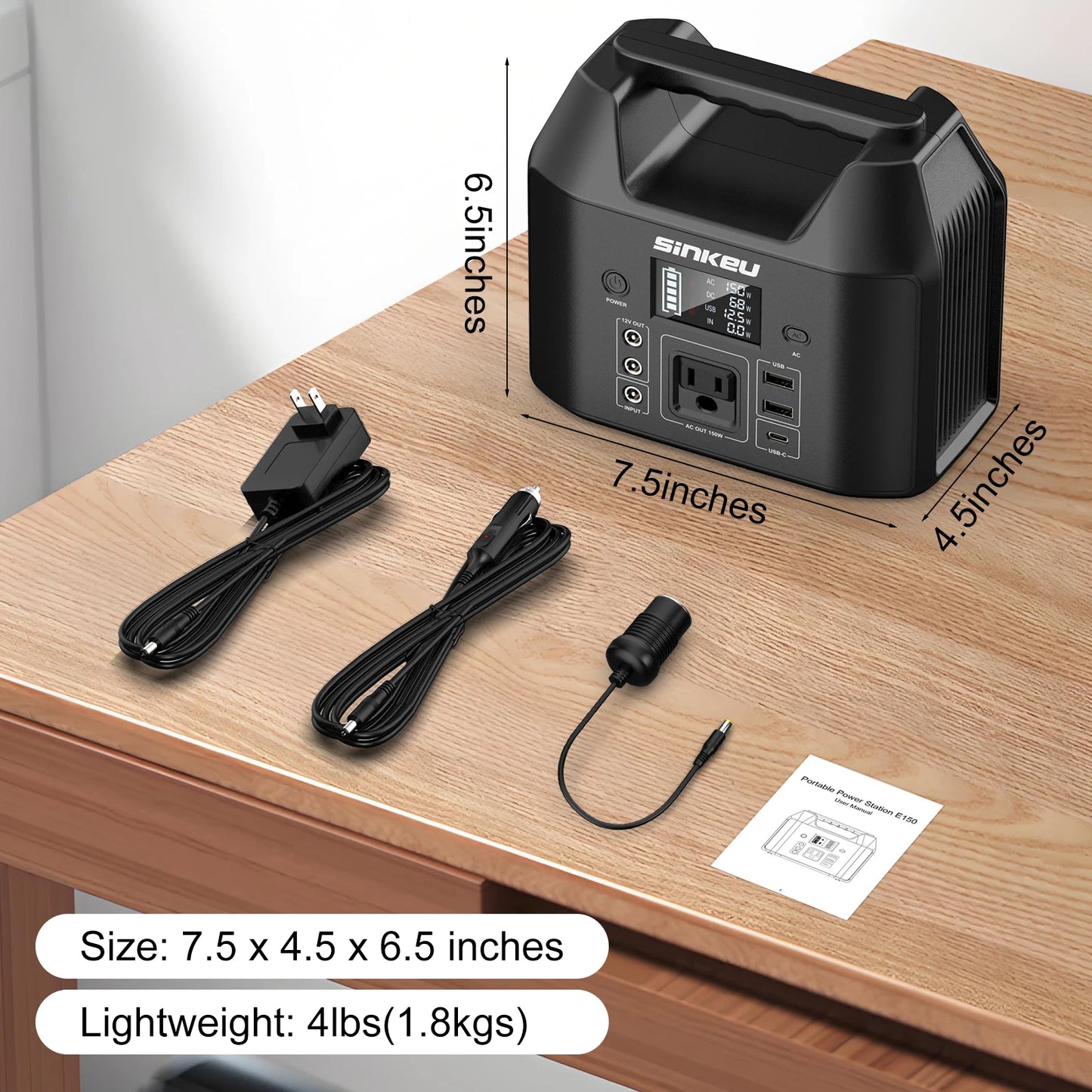 150W Portable Power Station 122.8Wh LiFePO4 Battery