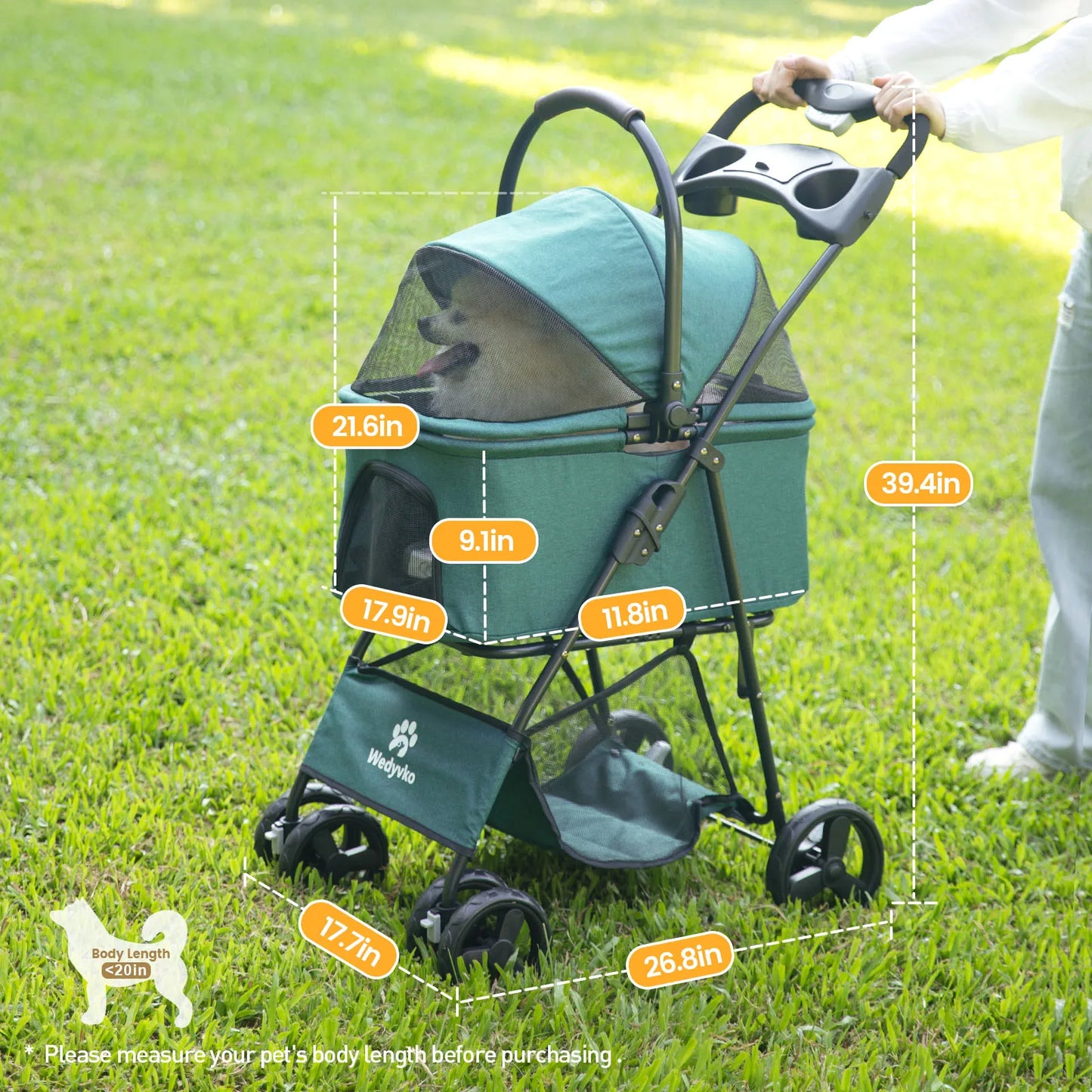 Wedyvko Portable Small Dog Stroller With Folding Basket