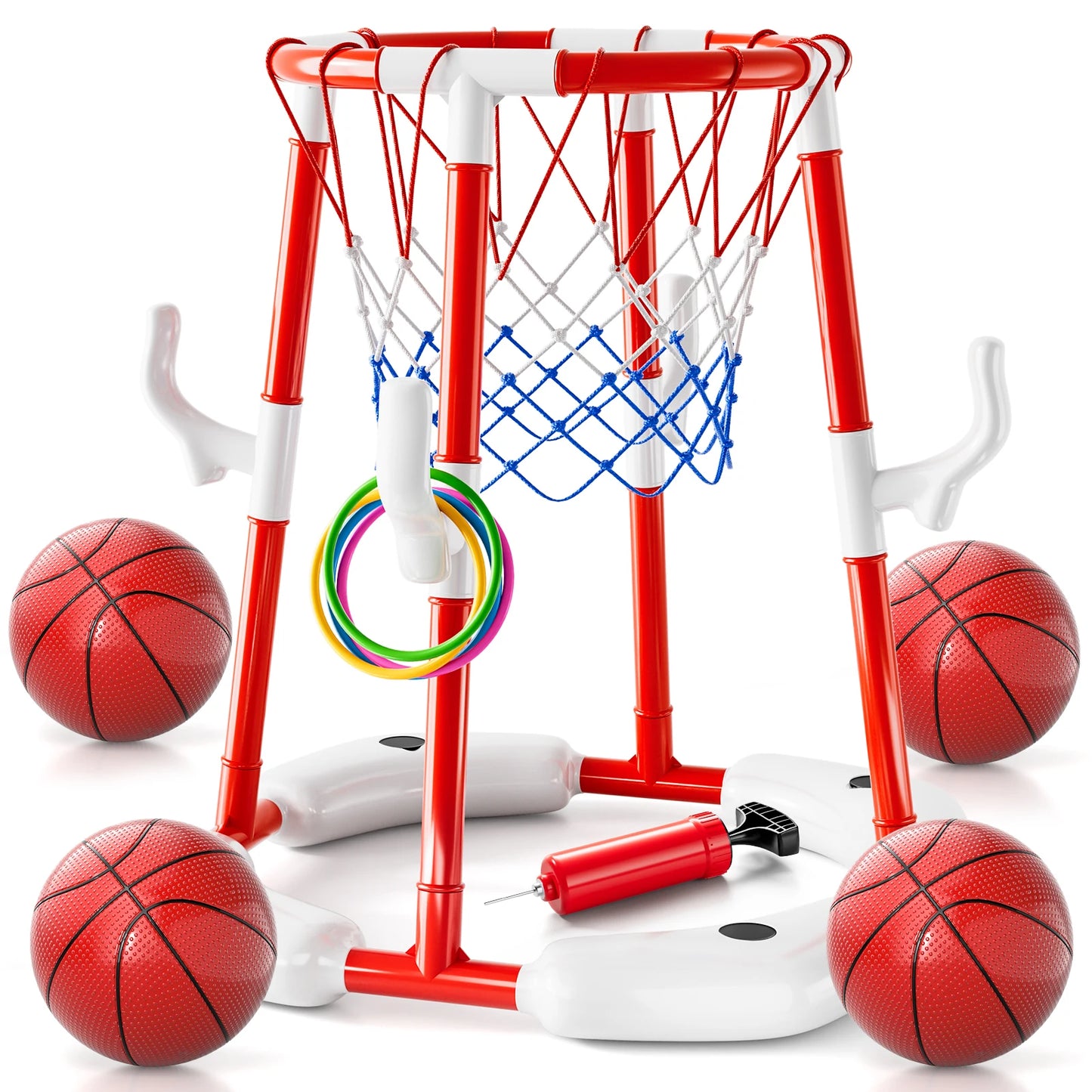Summer Pool Basketball Hoop Toys Floating Basketball Game Swimming Floats With Four Balls Outdoor Indoor Water Play Toys