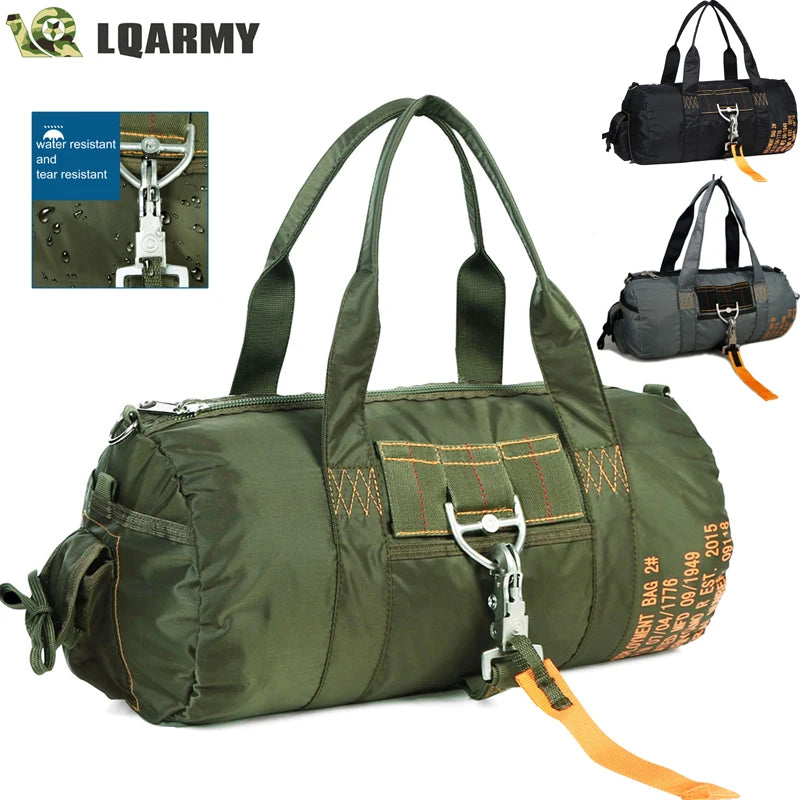 LQARMY Tactical Parachute Sport Duffle Bag 1000D Nylon Waterproof Outdoor Travel Belt Bag Camping Crossbody Bag