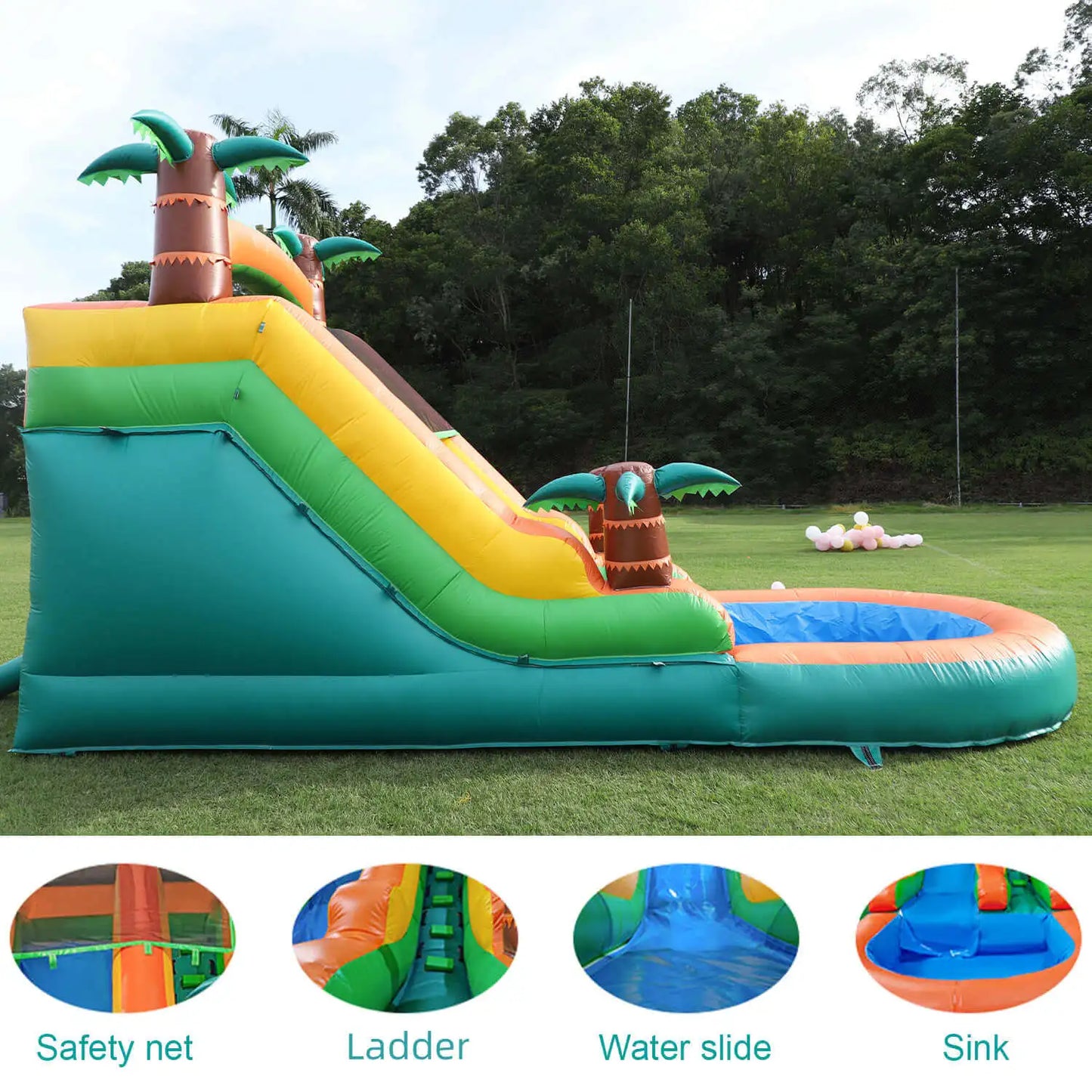 Inflatable Pool Summer Outdoor Air Bounce Water Amusement Play Equipment Inflatable Water Double Slide Bubble Ball