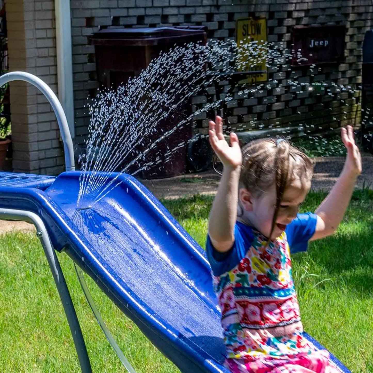 Water Wave Slide Plus for Kids Ages 3 to 8 Freestanding Outdoor Waterslide with Built-in Adjustable Sprinkler and Ground Tarp