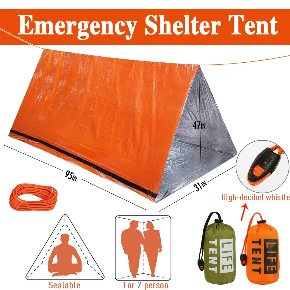 2 Person Emergency Tent Waterproof Camping Shelter Gear