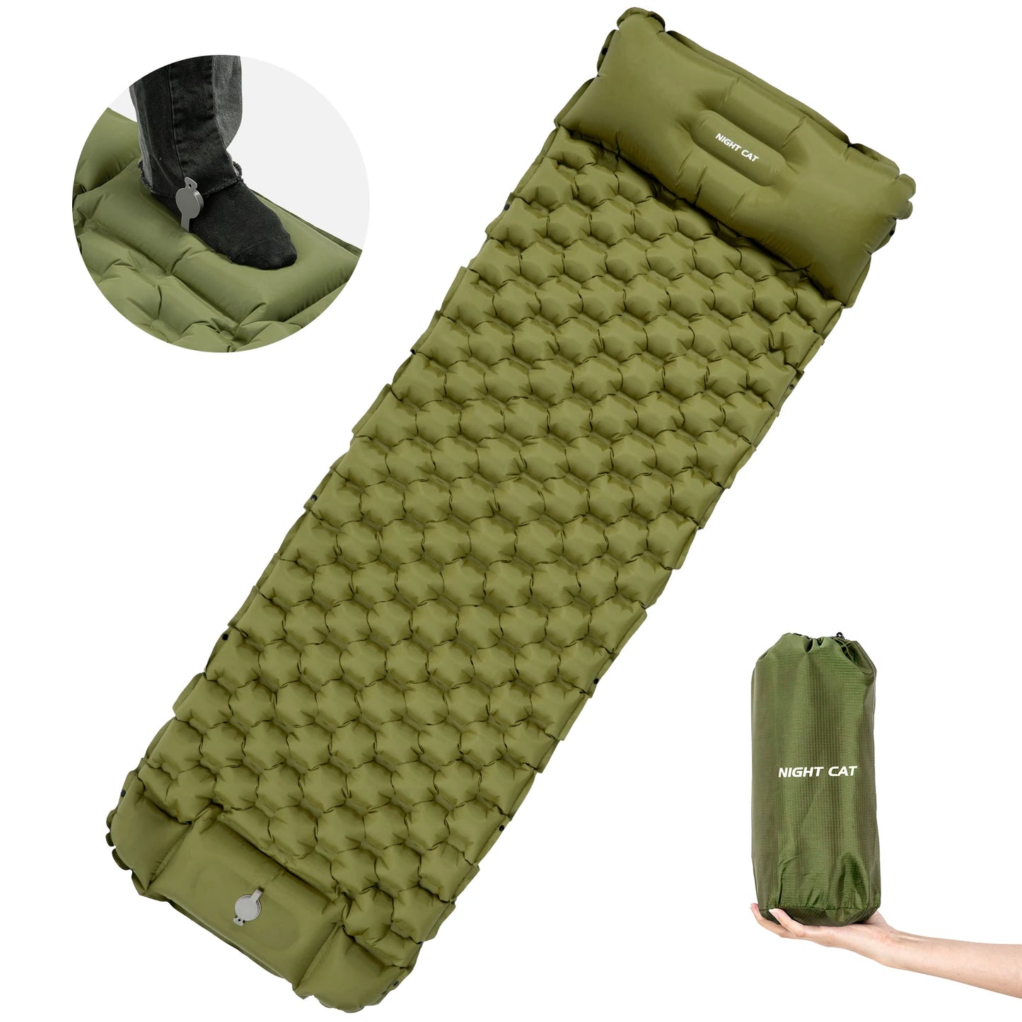 Waterproof Ultralight Inflatable Sleeping Pad With Pillow
