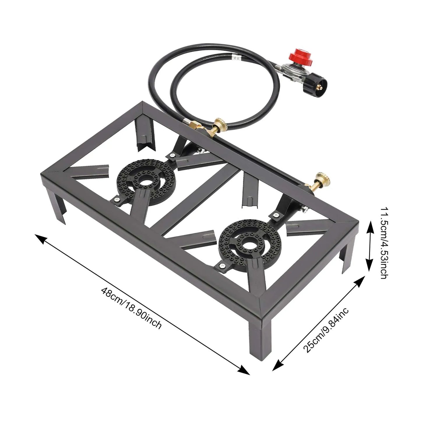 Double Propane Camping Stove With Regulator Hose Iron