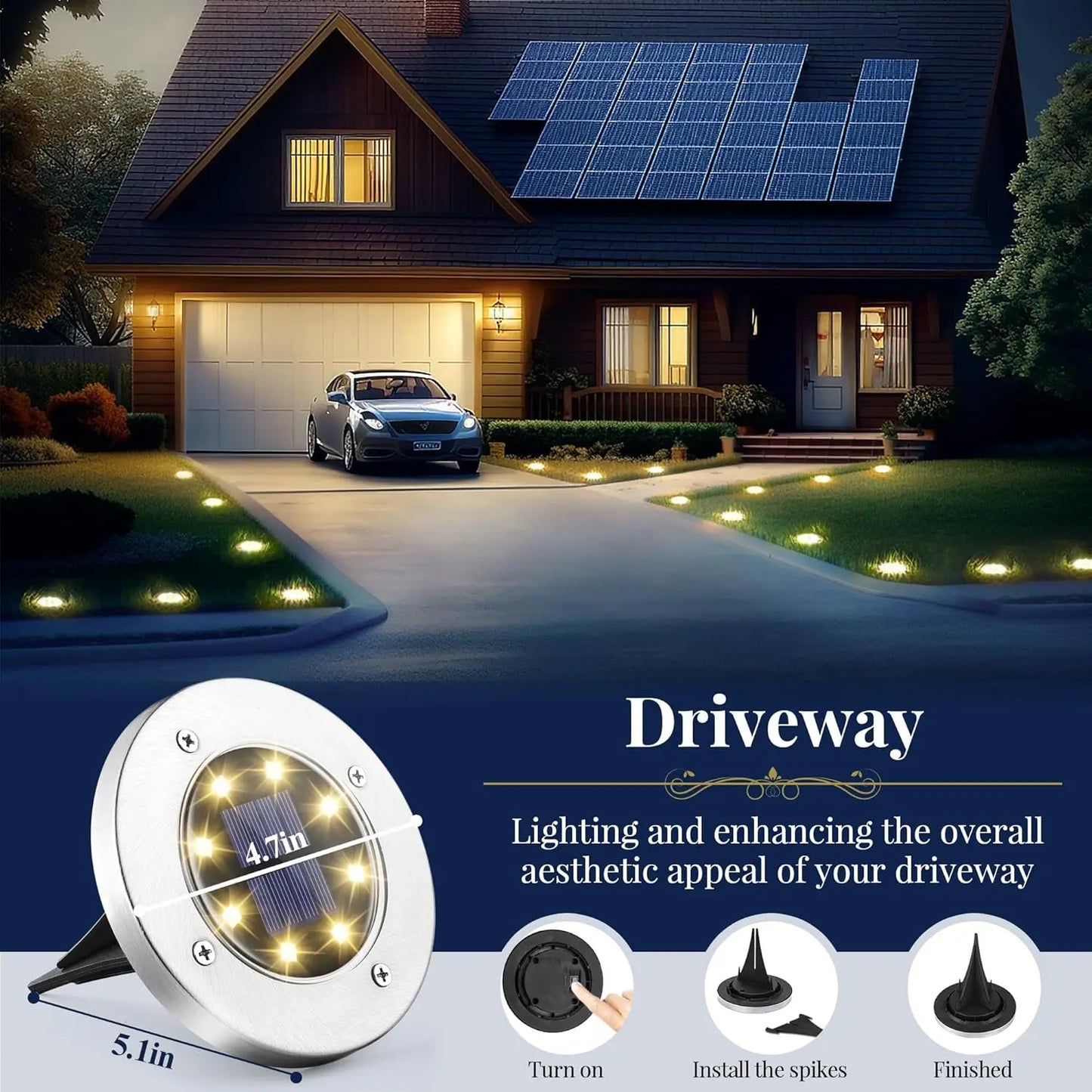 Solar Landscape Lights 8 LED Cool Warm Outdoor Garden