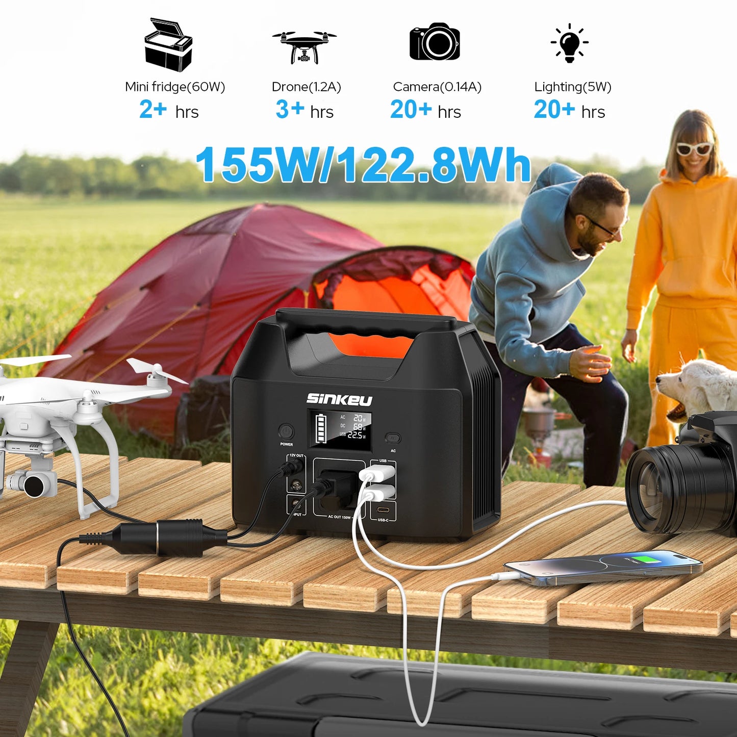 150W Portable Power Station 122.8Wh LiFePO4 Battery